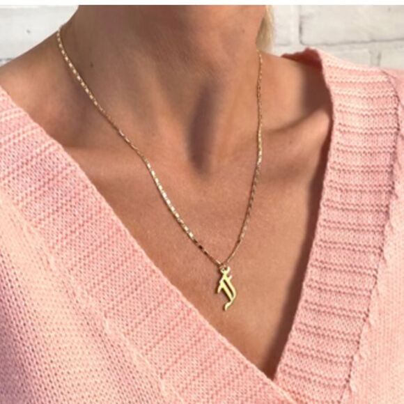 farrah b. GOTHIC MI VIDA OLD ENGLISH “G” INITIAL NECKLACE - 16K Gold Plated - Picture 2 of 5